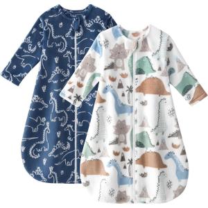 image:imageYoofoss Baby Sleep Sack 612 Months Long Sleeve Sleep Sack 15 Tog Fleece Baby Wearable Blanket with 2Way Zipper Soft Warm15 Togdark Blue Dinosaur