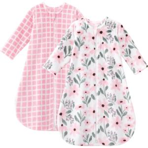 image:imageYoofoss Baby Sleep Sack 612 Months Long Sleeve Sleep Sack 15 Tog Fleece Baby Wearable Blanket with 2Way Zipper Soft Warm15 Togpink Flowers
