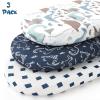 image:imageYoofoss Bassinet Sheets for Baby3Pack Fitted Bassinet Sheets Set Compatible with Halo Bassinest Swivel SleeperBaby DelightAngelblissSoft Breathable Bassinet Mattress Sheets BrownAnimalsDark Blue Dinosaurs
