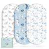 image:imageYoofoss Bassinet Sheets for Baby3Pack Fitted Bassinet Sheets Set Compatible with Halo Bassinest Swivel SleeperBaby DelightAngelblissSoft Breathable Bassinet Mattress Sheets BrownAnimalsUnderwater World
