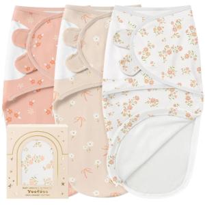 image:imageYoofoss Baby Swaddles for Newborns 100 Organic Cotton Adjustable Swaddle 03 Months 2 Zippers Newborn Swaddle Sack Breathable Soft DurableGradient Orange Floral