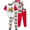 image:imageYoofoss Toddler Pajamas 100 Organic Cotton Girls Boys Pajamas for Kids 4 Piece Snug Fit Long amp Short Sleeves Pjs SetRed Car