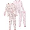 image:imageYoofoss Toddler Pajamas Rayon Made from Bamboo 4 Piece Long Sleeve Pajama Set Kids Pajamas Boys Girls Snug Fit Pjs SetPink Bow  Cherry Blossom