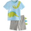 image:imageYoofoss Toddler Pajamas Organic Cotton Baby Girl Boy Pajamas Summer Short Sleeve Kids Clothes Snug Fit Pjs Set 2 PieceShortbluegrey Dinosaur