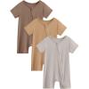 image:imageYoofoss Baby Boy and Girl Romper Rayon Made from Bamboo Short Sleeve Newborn Summer Clothes 2Way ZipperSoft BreathbaleGradient Brown