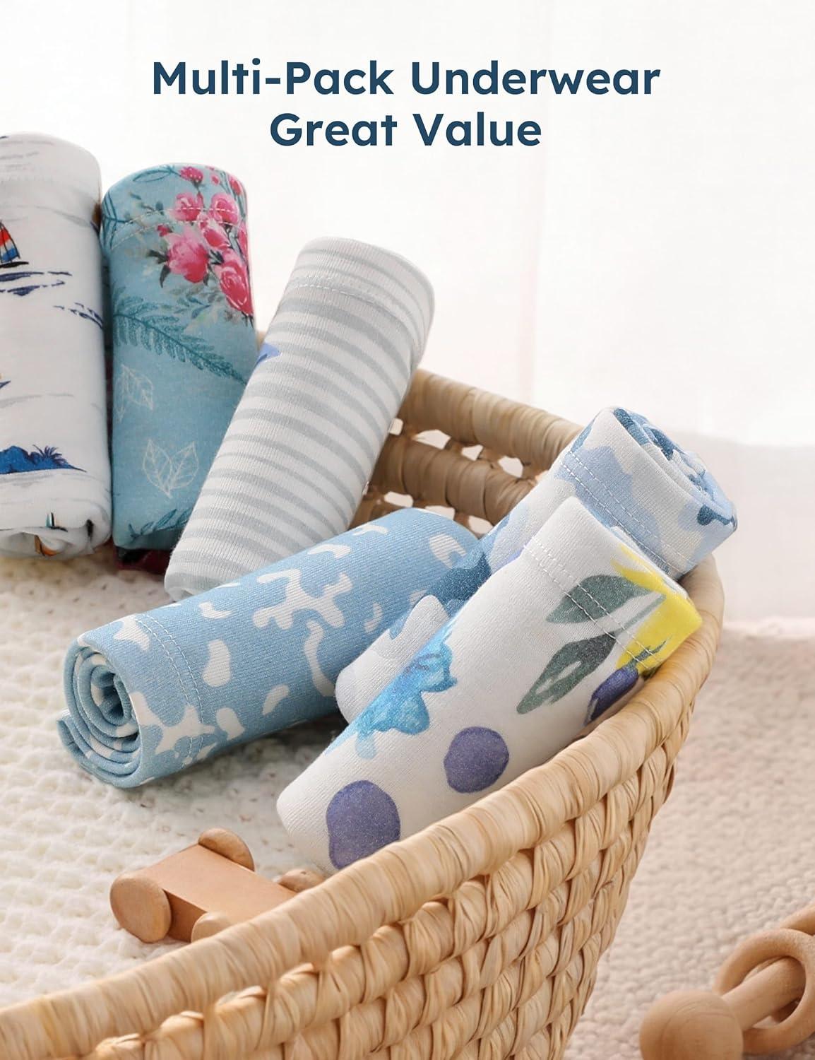 image:imageYoofoss Girls Underwear 100 Organic Cotton Soft Toddler Kids Underwear Tagfree Comfort Girls Panties 6Pack Size 2T10YBlue Flowers