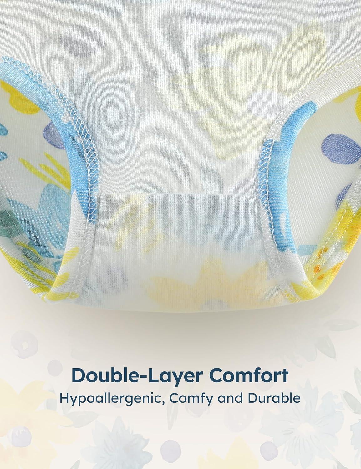 image:imageYoofoss Girls Underwear 100 Organic Cotton Soft Toddler Kids Underwear Tagfree Comfort Girls Panties 6Pack Size 2T10YBlue Flowers