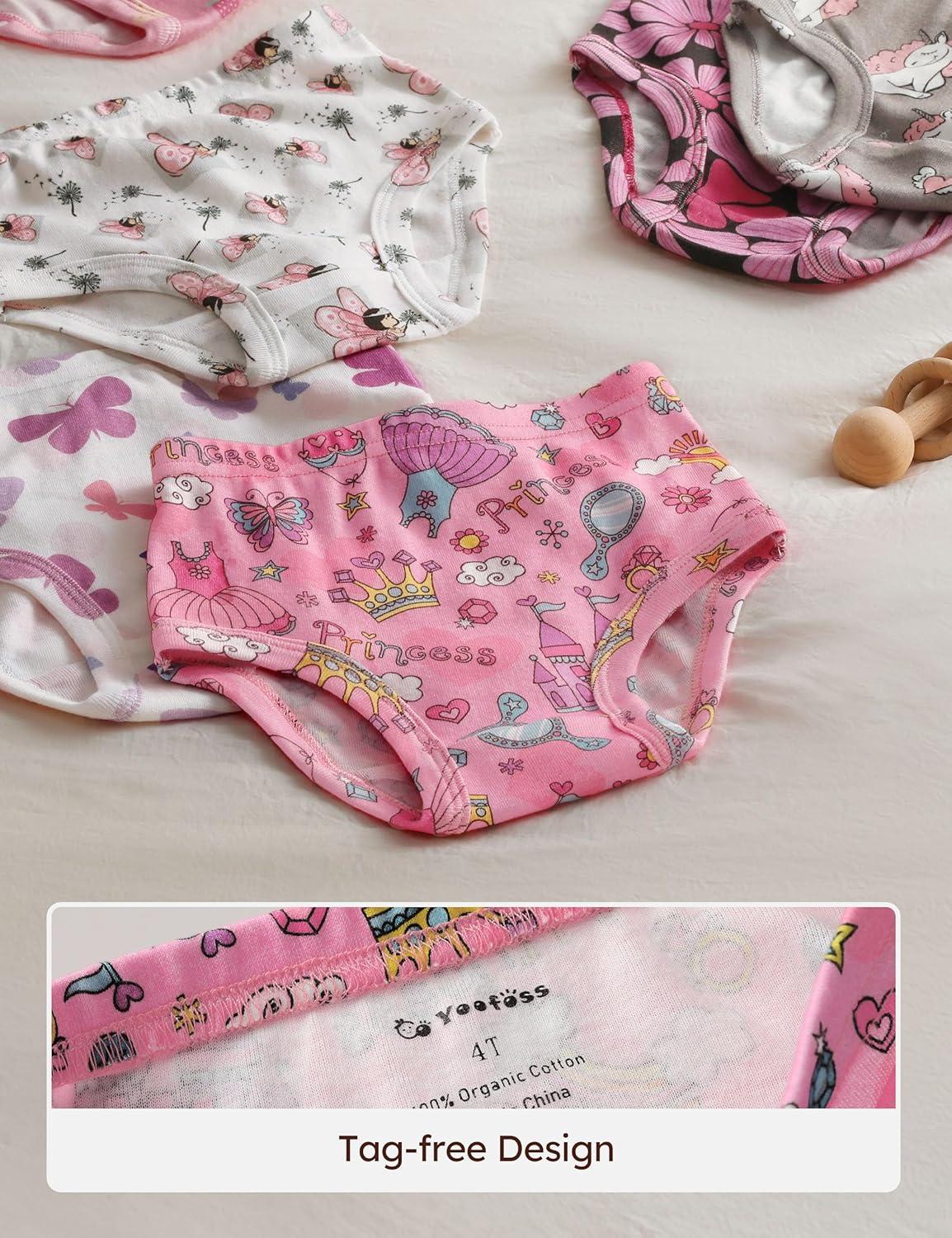 image:imageYoofoss Girls Underwear 100 Organic Cotton Soft Toddler Kids Underwear Tagfree Comfort Girls Panties 6Pack Size 2T10YPink Castle