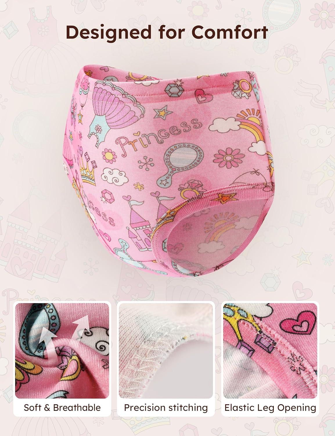 image:imageYoofoss Girls Underwear 100 Organic Cotton Soft Toddler Kids Underwear Tagfree Comfort Girls Panties 6Pack Size 2T10YPink Castle