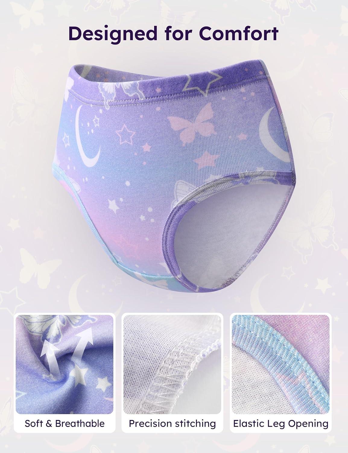 image:imageYoofoss Girls Underwear 100 Organic Cotton Soft Toddler Kids Underwear Tagfree Comfort Girls Panties 6Pack Size 2T10YPurple Butterfly