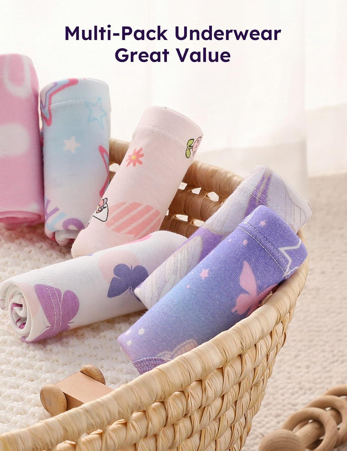 image:imageYoofoss Girls Underwear 100 Organic Cotton Soft Toddler Kids Underwear Tagfree Comfort Girls Panties 6Pack Size 2T10YPurple Butterfly