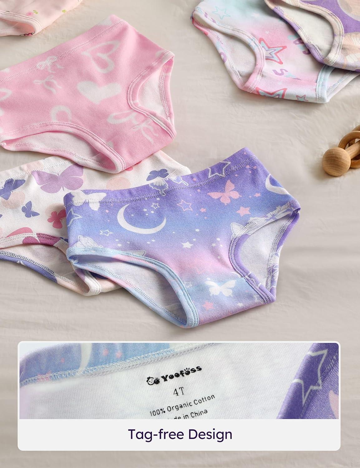 image:imageYoofoss Girls Underwear 100 Organic Cotton Soft Toddler Kids Underwear Tagfree Comfort Girls Panties 6Pack Size 2T10YPurple Butterfly