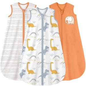 image:imageYoofoss Baby Sleep Sack 2436 Months Wearable Blanket for Babies 100 Organic Cotton 2Way Zipper TOG 05 Toddler Sleeping Sack 3 Pack Sleep Sacks05 Togorange Dinosaur