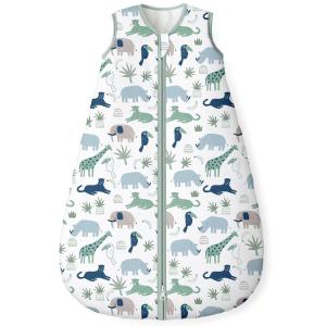 image:imageYoofoss Baby Sleep Sack 2436 Months Wearable Blanket for Babies 100 Organic Cotton 2Way Zipper TOG 05 Toddler Sleeping Sack 3 Pack Sleep Sacks15 Togblue Green Zebra
