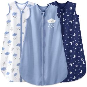 image:imageYoofoss Baby Sleep Sack 2436 Months Wearable Blanket for Babies 100 Organic Cotton 2Way Zipper TOG 05 Toddler Sleeping Sack 3 Pack Sleep SacksCloud