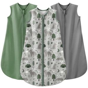 image:imageYoofoss Baby Sleep Sack 2436 Months Wearable Blanket for Babies 100 Organic Cotton 2Way Zipper TOG 05 Toddler Sleeping Sack 3 Pack Sleep SacksGreenfoxgray