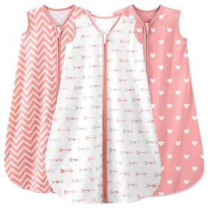 image:imageYoofoss Baby Sleep Sack 2436 Months Wearable Blanket for Babies 100 Organic Cotton 2Way Zipper TOG 05 Toddler Sleeping Sack 3 Pack Sleep SacksPink Arrow