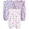 image:imageYoofoss Baby Girl Romper 100 Organic Cotton Newborn Summer Clothes Short Sleeve Baby Outfit Soft and BreathbalePurple Unicornpink Butterfly