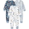 image:imageYoofoss Toddler pajamas 100 Organic Cotton Baby Sleeper for Boys girls 2way Zipper Footless Romper 3 Pack Baby PjsBlue  White Sailboat