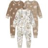 image:imageYoofoss Toddler pajamas 100 Organic Cotton Baby Sleeper for Boys girls 2way Zipper Footless Romper 3 Pack Baby PjsBrown  White Animal