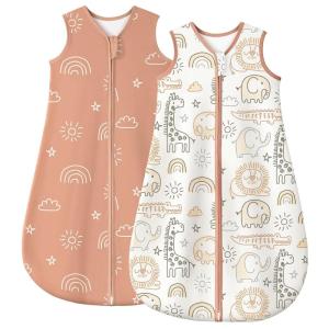image:imageYoofoss Baby Sleep Sack 1218 Months TOG 10 Baby Wearable Blanket 2 Pack 100 Organic Cotton Infant Toddler Sleeping Sack 2Way Zipper Lightweight Sleep Sack10 Togbrown Animal