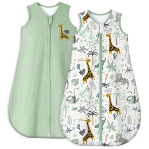 image:imageYoofoss Baby Sleep Sack 1218 Months TOG 10 Baby Wearable Blanket 2 Pack 100 Organic Cotton Infant Toddler Sleeping Sack 2Way Zipper Lightweight Sleep Sack10 Toggreen Giraffe