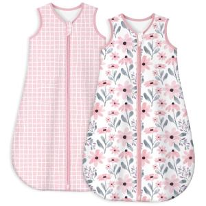 image:imageYoofoss Baby Sleep Sack 1218 Months TOG 10 Baby Wearable Blanket 2 Pack 100 Organic Cotton Infant Toddler Sleeping Sack 2Way Zipper Lightweight Sleep Sack10 Togpink Flowers