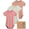 image:imageYoofoss Baby Bodysuits Rayon Made From Bamboo Soft Breathable Baby Onesie Short Sleeve Newborn Baby Boy Girl Clothes 3 PackApricotpink