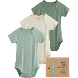 image:imageYoofoss Baby Bodysuits Rayon Made From Bamboo Soft Breathable Baby Onesie Short Sleeve Newborn Baby Boy Girl Clothes 3 PackApricotgreen