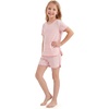 image:imageYoofoss Girls Pajamas Organic Cotton Loose Fit Kids Pjs 2 Piece Sleepwear Short Sleeves amp Short Pants Girls ClothesShort Pantpink Stripes